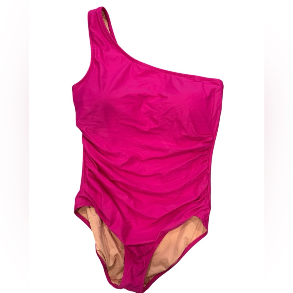 J.Crew Rouched One‎ Shoulder Pink Size 16 Swimsuit